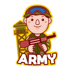 Army profession vector mascot logo template