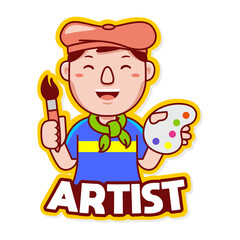 Artist profession vector mascot logo template