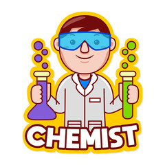 Chemist profession vector mascot logo template