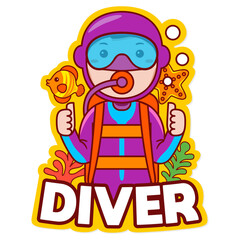 Diver profession vector mascot logo template