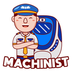 Machinist profession vector mascot logo template