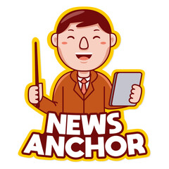 News Anchor profession vector mascot logo template