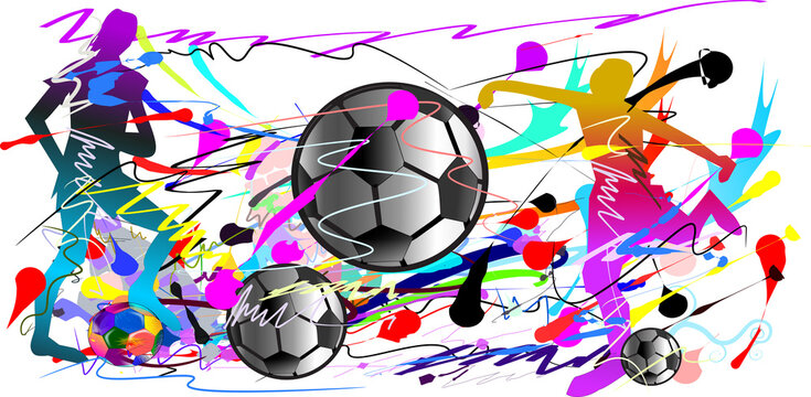 football art brush strokes style design and man kick shoot.