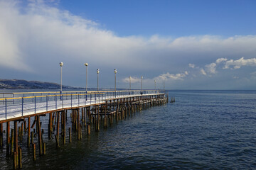 Fototapeta premium Marine boat dock in a sub-tropical country under a layer of snow
