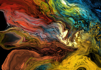 Modern colorful flow background on black. Wave Liquid shape in color banner.