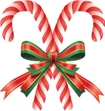 Christmas candy cane and ribbon