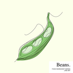 Beans, Food Ingredient Cartoon Line Art Vector Template