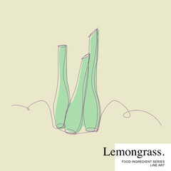 Lemongrass, Food Ingredient Cartoon Line Art Vector Template