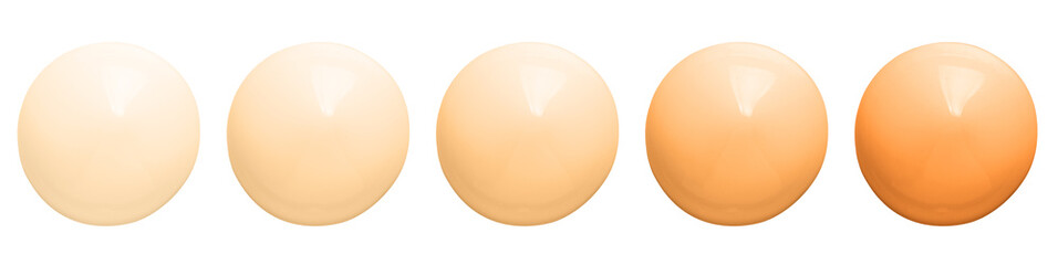 Samples of brown foundation or sunscreen. Isolated on a white background