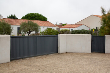 modern door double steel gray gate aluminum portal of home