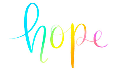 HOPE colorful brush lettering banner on transparent background