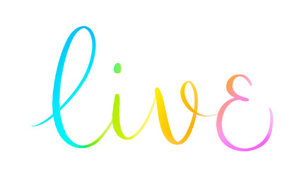 Fototapeta na wymiar LIVE colorful brush lettering banner on transparent background