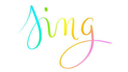 SING colorful brush lettering banner on transparent background