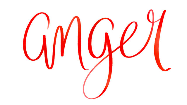ANGER red brush lettering banner on transparent background