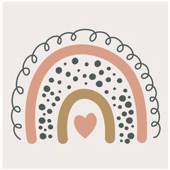 Scandinavian Boho Nursery Rainbow Print For Playroom With Neutral Gender Colors.