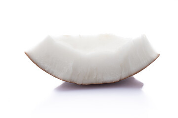 Ripe coconut on white background