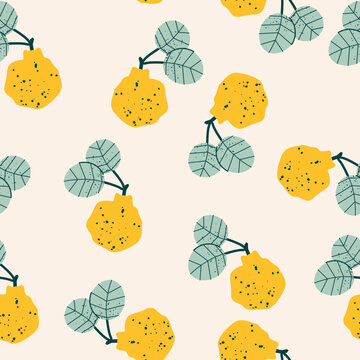 Stylish seamless pattern, background, print with hallabongs. Jeju island. Vector design
