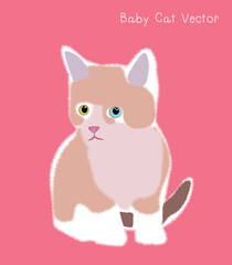 Vector illustration of a cute color cat happy with yellow and blue eyes.