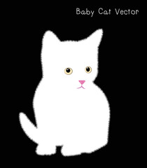 Vector illustration of a cute white cat happy with yellow eyes.