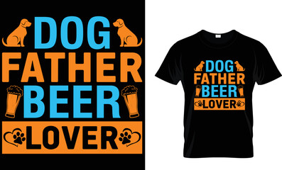 dog father beer lover t shirt design template