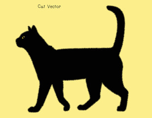 Cat set, flat icon. Cute black cat cartoon. Cartoon vector illustration.