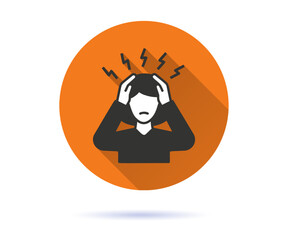 Depression icon with long shadow for graphic and web design.