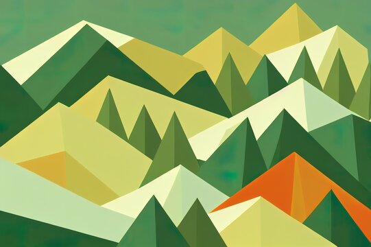 Illustration Landscape Green Trees Low Poly Background Image Forest Nature Woods Park Flat Design Mountain