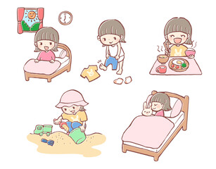 子どもの1日イラストセット