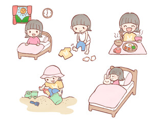 子どもの1日イラストセット