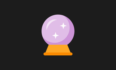 Magic crystal balls for fortune telling and future prediction, glowing glass orbs with plasma and mystical fog inside, isolated fantasy globes for clairvoyant witchcraft, simple vector icon