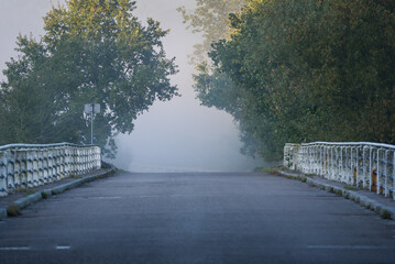FOG - Mist on the bridge over the river