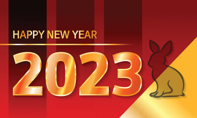 Chinese new year 2023 year of the rabbit - Chinese zodiac symbol, Lunar new year concept, gold and red color