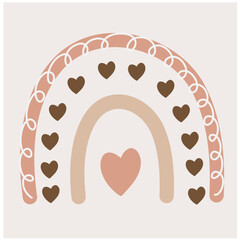 Scandinavian Boho Nursery Rainbow Print For Playroom With Neutral Gender Colors.