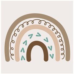 Scandinavian Boho Nursery Rainbow Print For Playroom With Neutral Gender Colors.