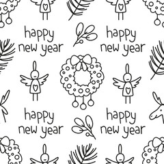 Seamless pattern with Christmas icons. Background