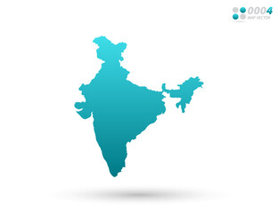 Vector blue gradient of India map on white background. Organized in layers for easy editing.