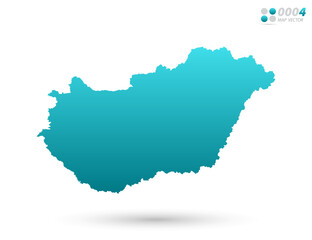 Obraz premium Vector blue gradient of Hungary map on white background. Organized in layers for easy editing.