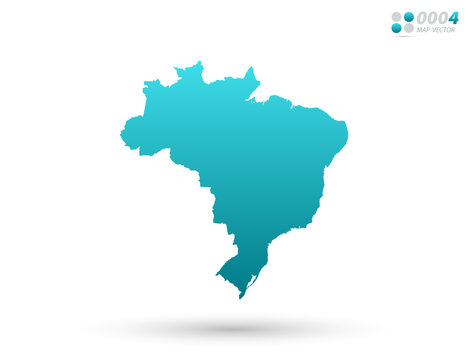 Vector blue gradient of Brazil map on white background. Organized in layers for easy editing.