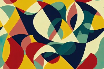 Obraz premium Modern minimalistic seamless pattern Contemporary background with tropical abstract minimalist shapes Trendy 2d illustration perfect for prints fabric wrapping paper textile wallpaper