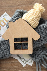 Concept of high costs of heating, top view