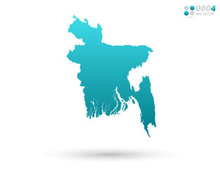 Vector blue gradient of Bangladesh map on white background. Organized in layers for easy editing.
