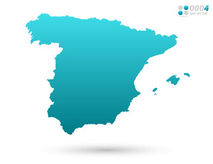 Vector blue gradient of Spain map on white background. Organized in layers for easy editing.