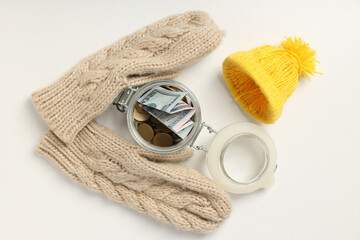 Concept of high costs of heating, top view