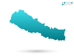 Vector blue gradient of Nepal map on white background. Organized in layers for easy editing.