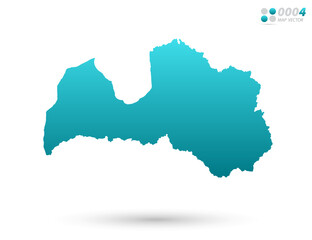 Vector blue gradient of Latvia map on white background. Organized in layers for easy editing.
