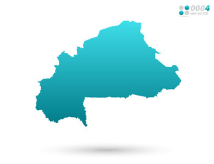 Vector blue gradient of Burkina Faso map on white background. Organized in layers for easy editing.