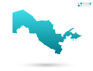 Obraz premium Vector blue gradient of Uzbekistan map on white background. Organized in layers for easy editing.