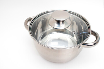 A new cooking Stainless steel pot on a white background