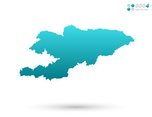 Vector blue gradient of Kyrgyzstan map on white background. Organized in layers for easy editing.