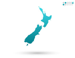 Vector blue gradient of New Zealand map on white background. Organized in layers for easy editing.